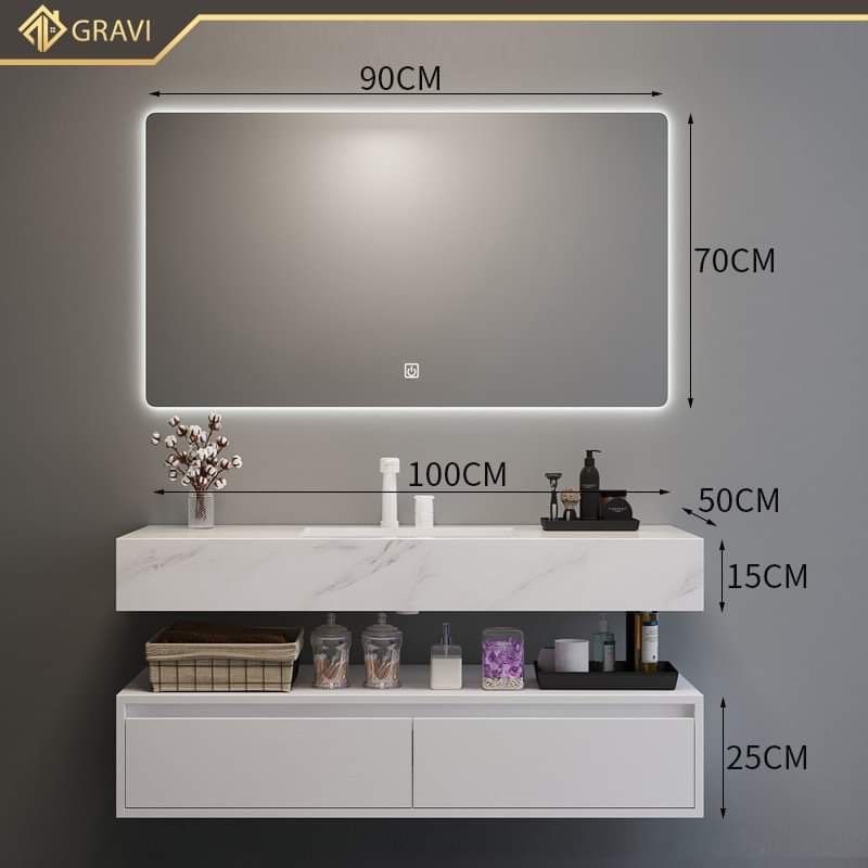 Bộ tủ chậu phòng tắm cao cấp BT.GTM100G17