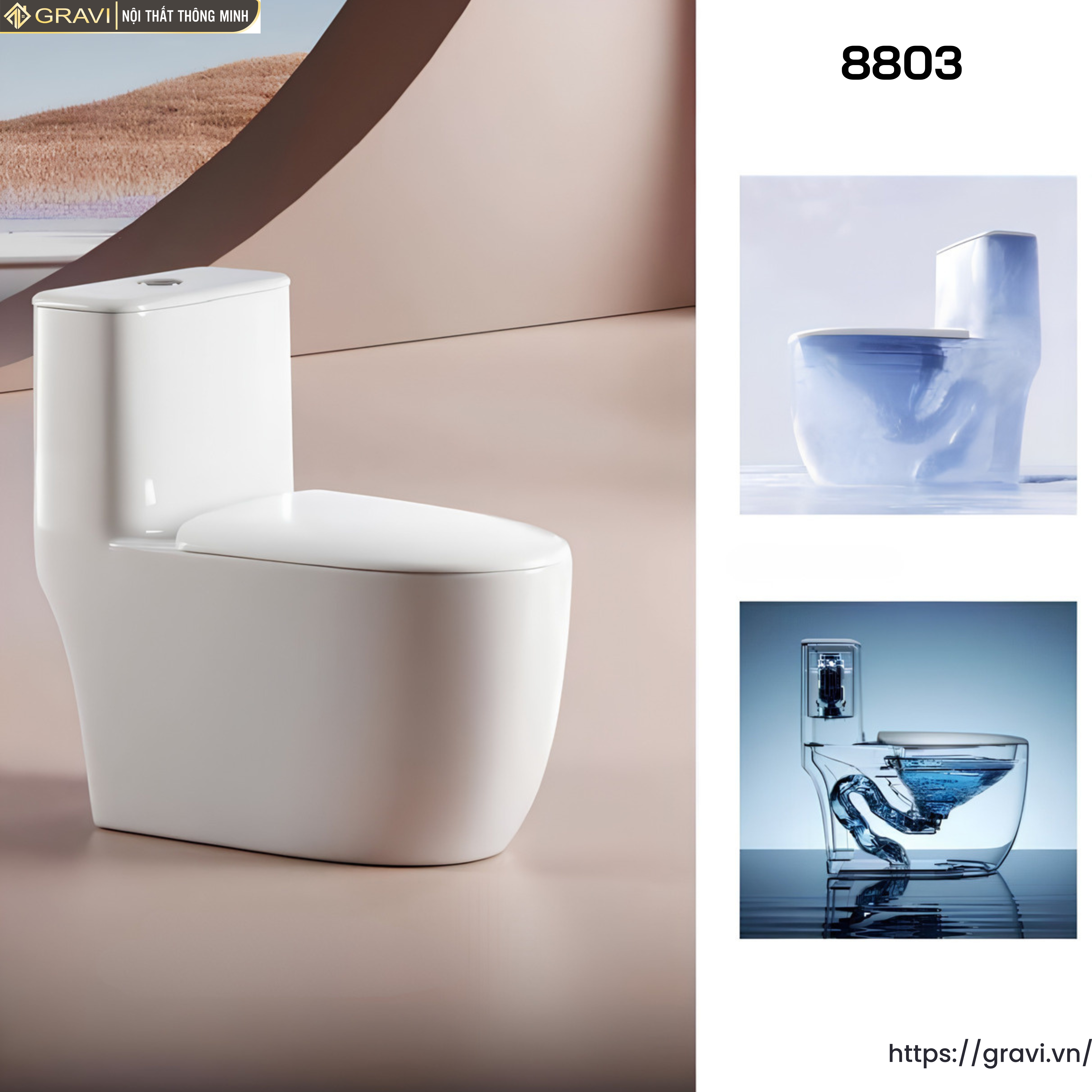 Bồn cầu liền khối Gravi GR-8803