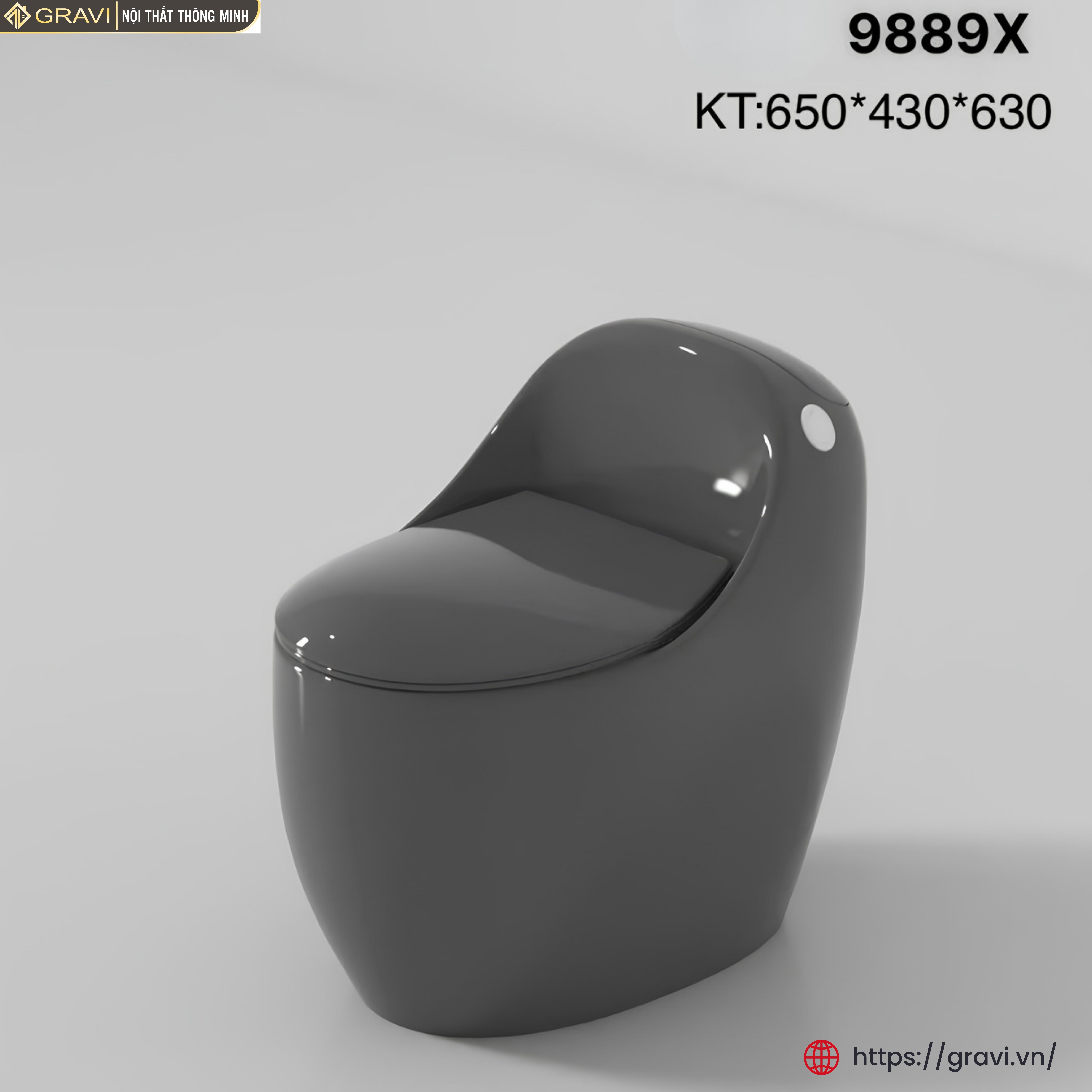 Bồn cầu trứng liền khối cao cấp Gravi GR-9889X