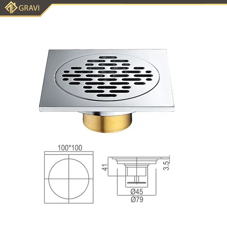 Thoát sàn đồng mạ Crom TS1K10P45