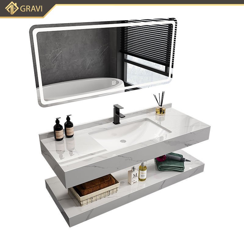 Tủ chậu lavabo bàn đá hai tầng cao cấp Gravi BT.GTM80G8
