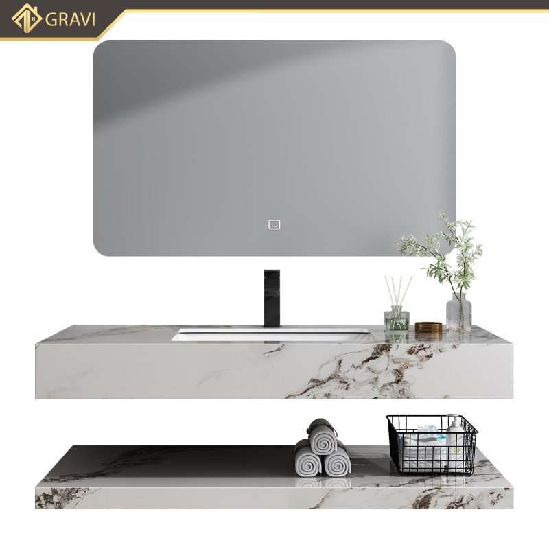 Tủ chậu lavabo bàn đá hai tầng cao cấp Gravi BT.GTM80G8