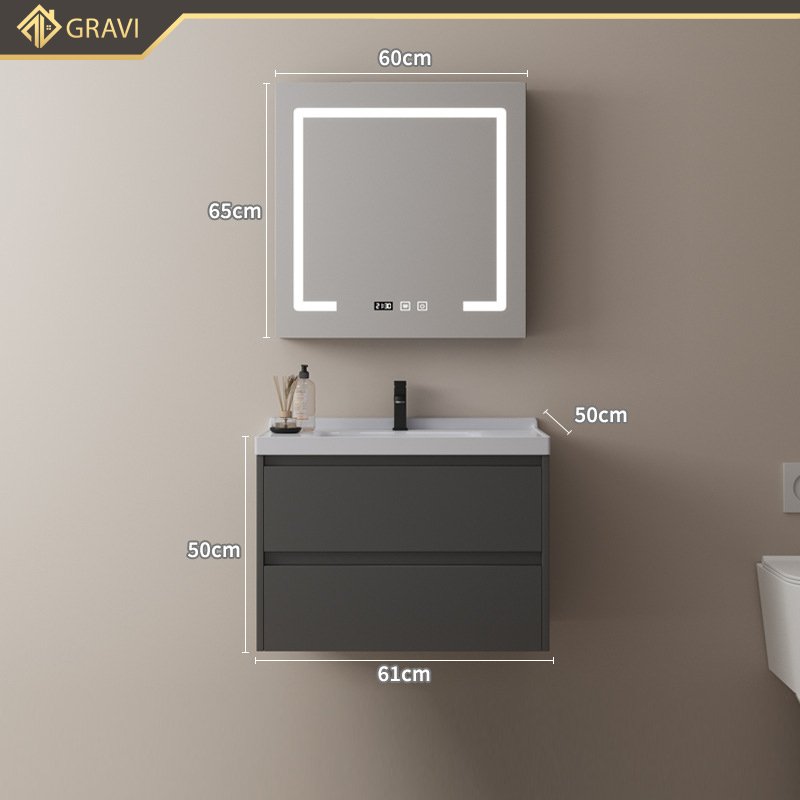 Bộ tủ chậu phòng tắm cao cấp BT.GTM60G6 màu xám