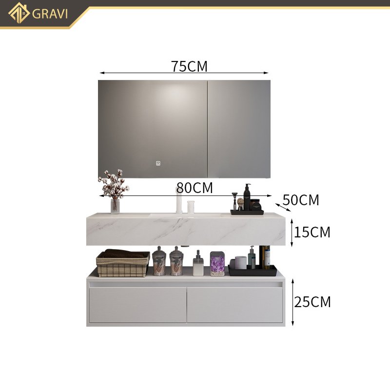 Bộ tủ chậu cao cấp BT.GTM80G11 màu trắng