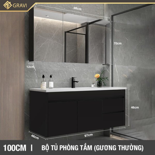 Bộ tủ chậu phòng tắm BT.GT100G2 màu đen