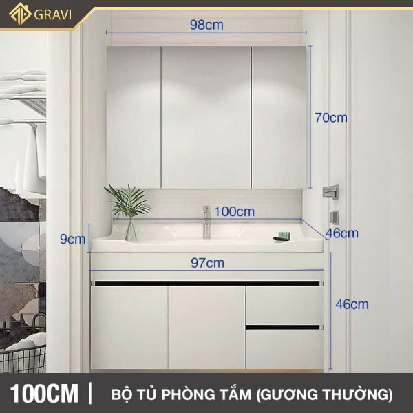 Bộ tủ chậu phòng tắm BT.GT100G2 màu trắng