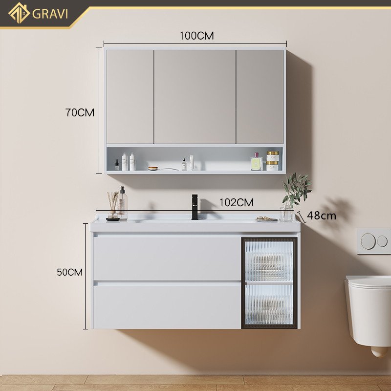 Bộ tủ chậu phòng tắm BT.GT100G6 màu trắng