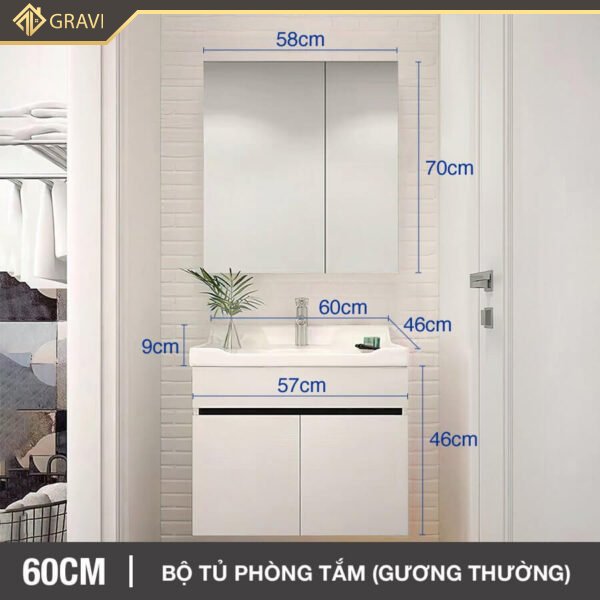 Bộ tủ chậu phòng tắm BT.GT60G2 màu trắng