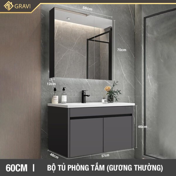 Bộ tủ chậu phòng tắm BT.GT60G2 màu xám