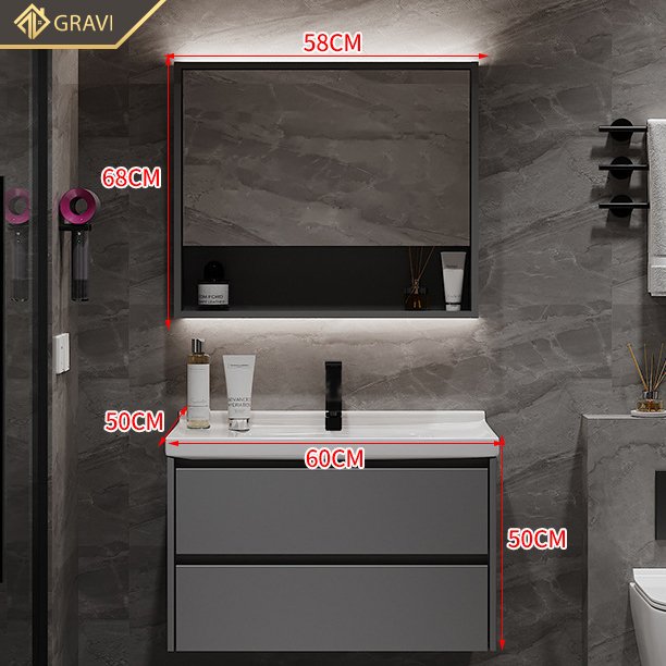 Bộ tủ chậu phòng tắm BT.GT60G6 màu xám