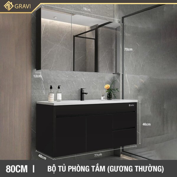 Bộ tủ chậu phòng tắm BT.GT80G2 màu đen