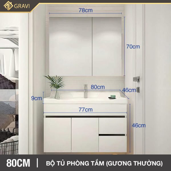 Bộ tủ chậu phòng tắm BT.GT80G2 màu trắng