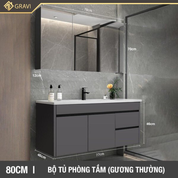 Bộ tủ chậu phòng tắm BT.GT80G2 màu xám