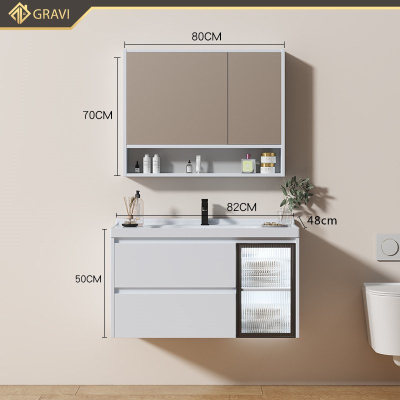 Bộ tủ chậu phòng tắm BT.GT80G6 màu trắng