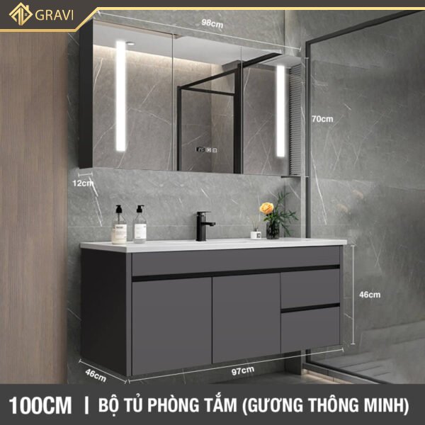 Bộ tủ chậu phòng tắm cao cấp BT.GTM100G2