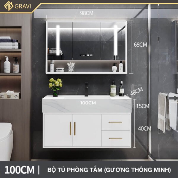 Bộ tủ chậu phòng tắm cao cấp BT.GTM100G1