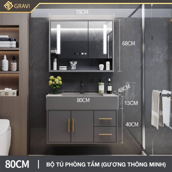 Bộ tủ chậu phòng tắm cao cấp BT.GTM80G1