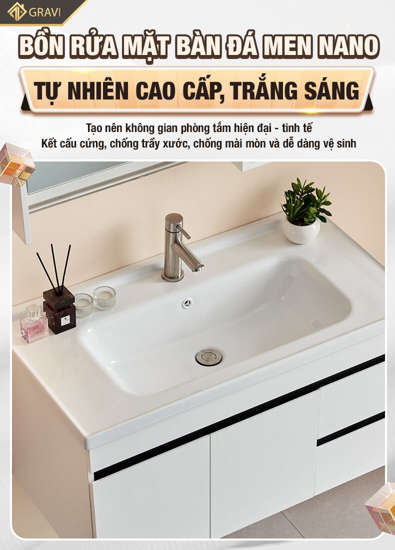 Bộ tủ chậu phòng tắm cao cấp BT.GTM60G2