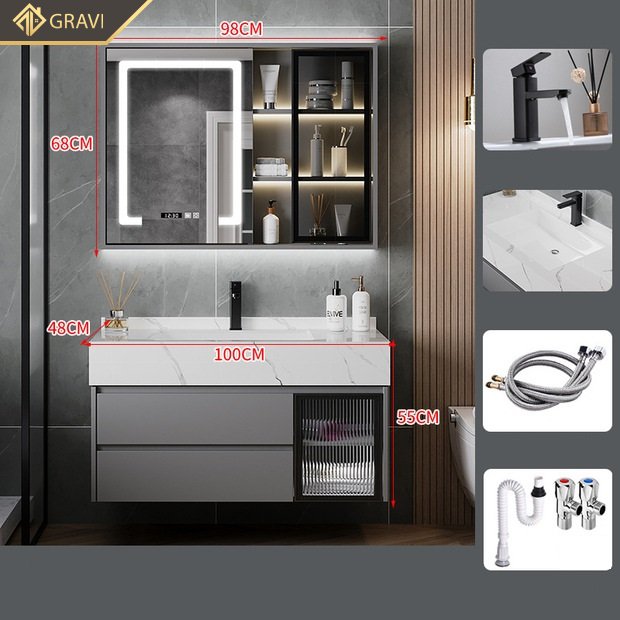 Tủ chậu lavabo cao cấp BT.GTM100G19