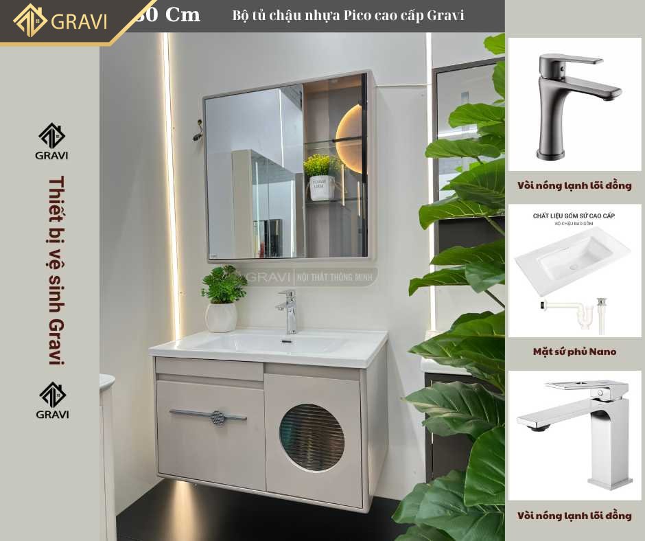 Tủ chậu lavabo nhựa pico cao cấp TGL80GN48