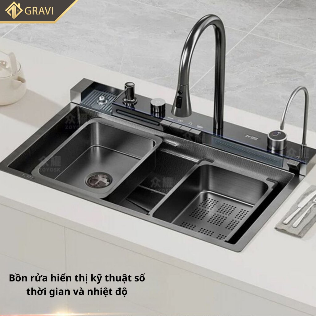 Chậu rửa bát thông minh 5 phím gravi CB8246