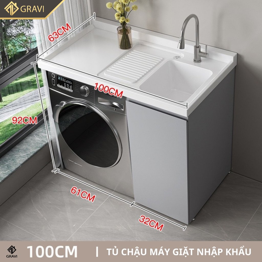 Tủ chậu máy giặt gravi TCMG100T