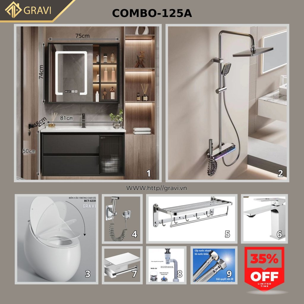 Combo thiết bị vệ sinh cao cấp GR - 125