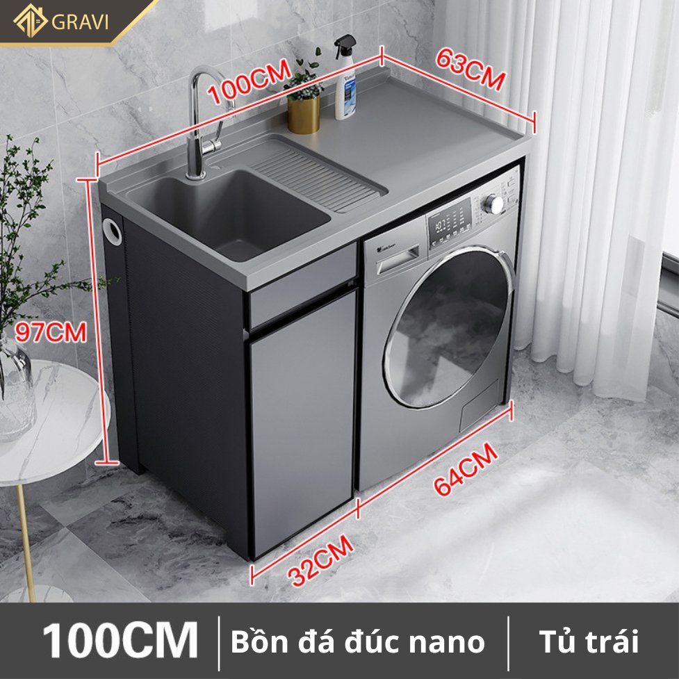 Tủ chậu máy giặt gravi TCMG100X