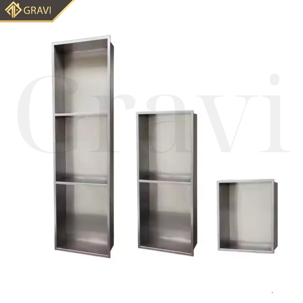 Hộc âm tường Màu inox 304 loại 3 ngăn không led