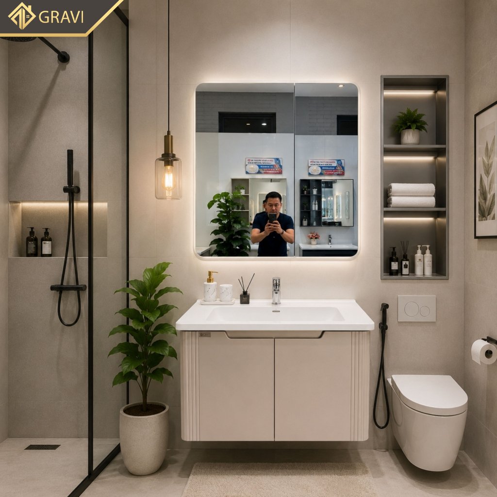 Tủ chậu lavabo nhựa Pico cao cấp Gravi T22T-80