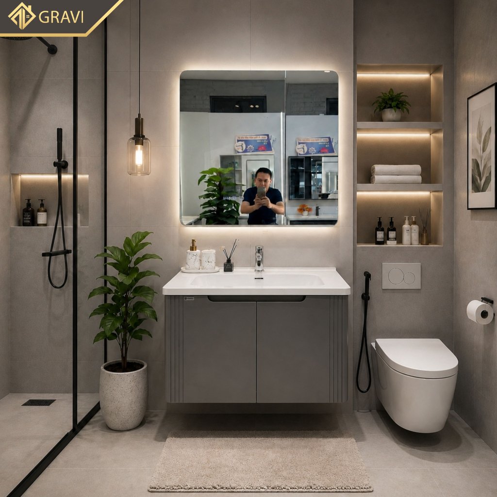 Tủ chậu lavabo nhựa Pico cao cấp Gravi T22X-80