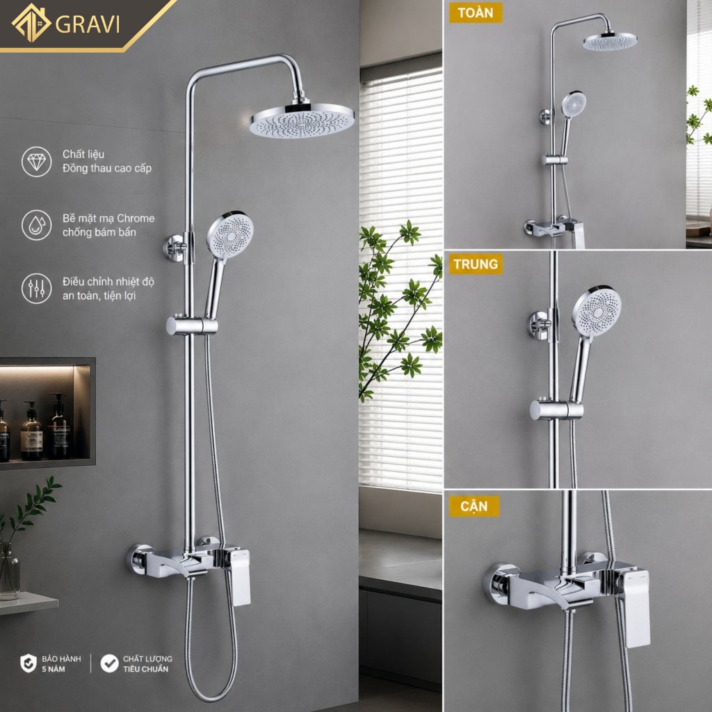 Bộ sen cây tắm đứng nóng lạnh GR - 1667