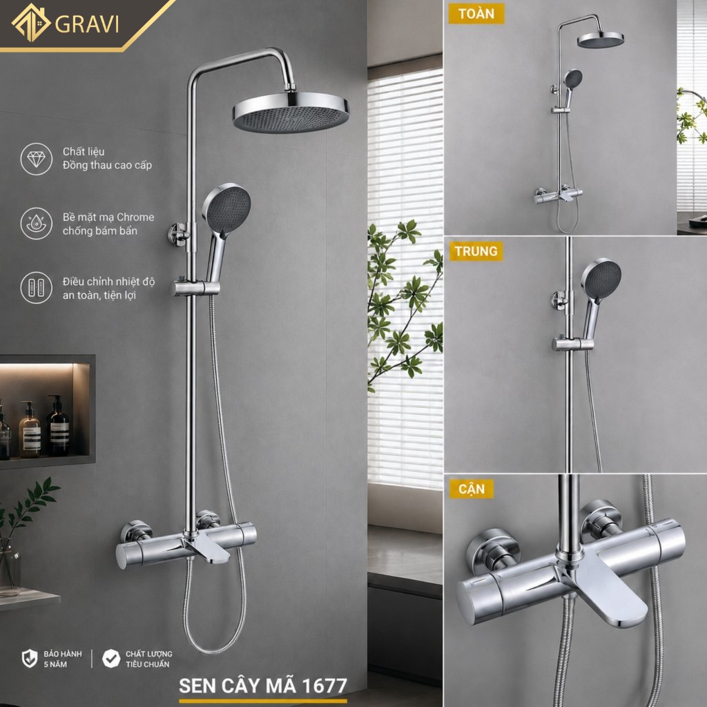 Bộ sen cây tắm đứng nóng lạnh GR - 1677