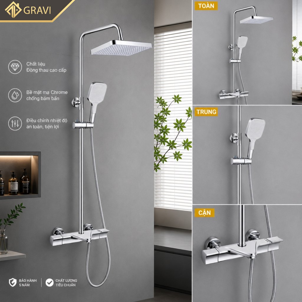 Bộ sen cây tắm đứng nóng lạnh GR - 2050