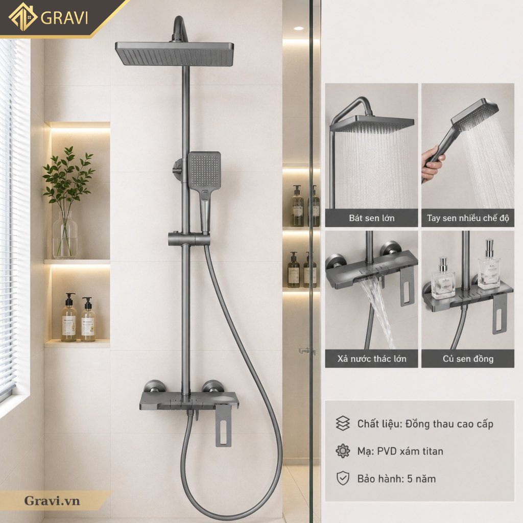 Bộ sen cây tắm đứng nóng lạnh ST615X