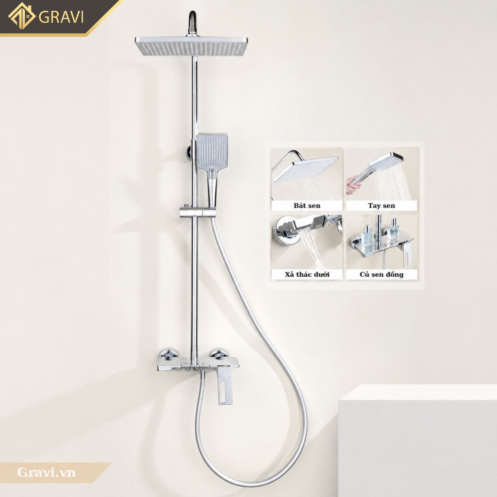 Bộ sen cây tắm đứng nóng lạnh thông minh ST615T