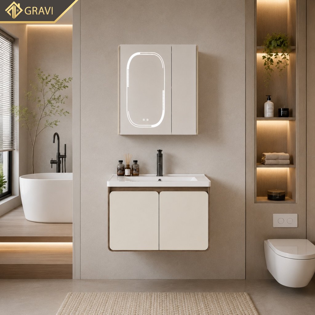 Tủ chậu lavabo cao cấp Gravi TC-TGTM 60L10
