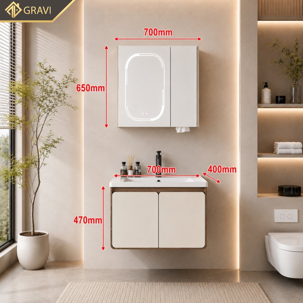 Tủ chậu lavabo cao cấp Gravi TC-TGTM 70L10