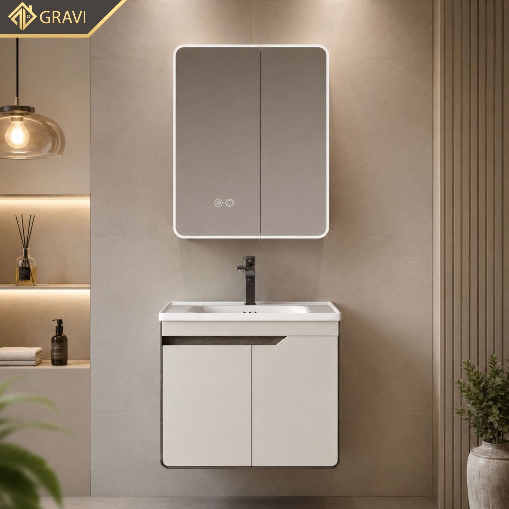 Tủ chậu lavabo nhựa pico cao cấp Gravi 102T - KT60