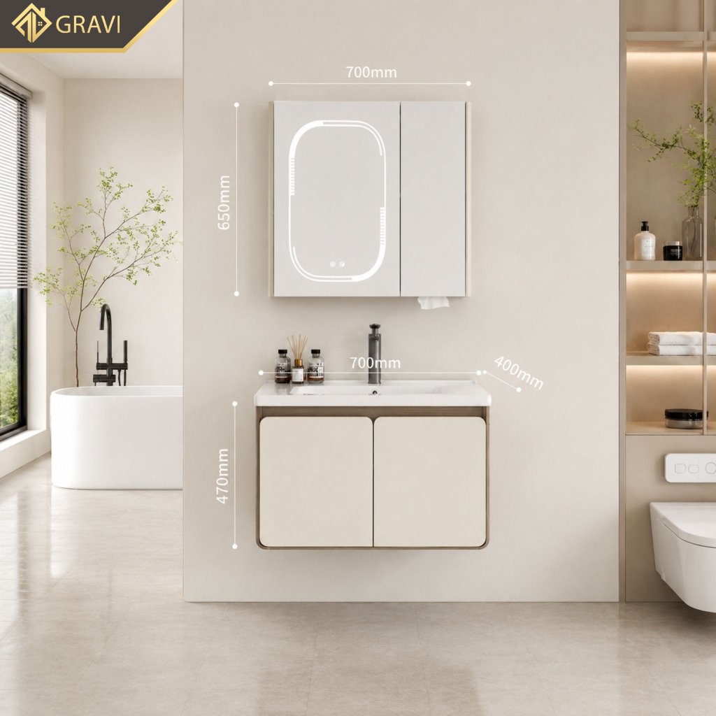 Tủ chậu lavabo cao cấp Gravi TC-TGTM 70L10