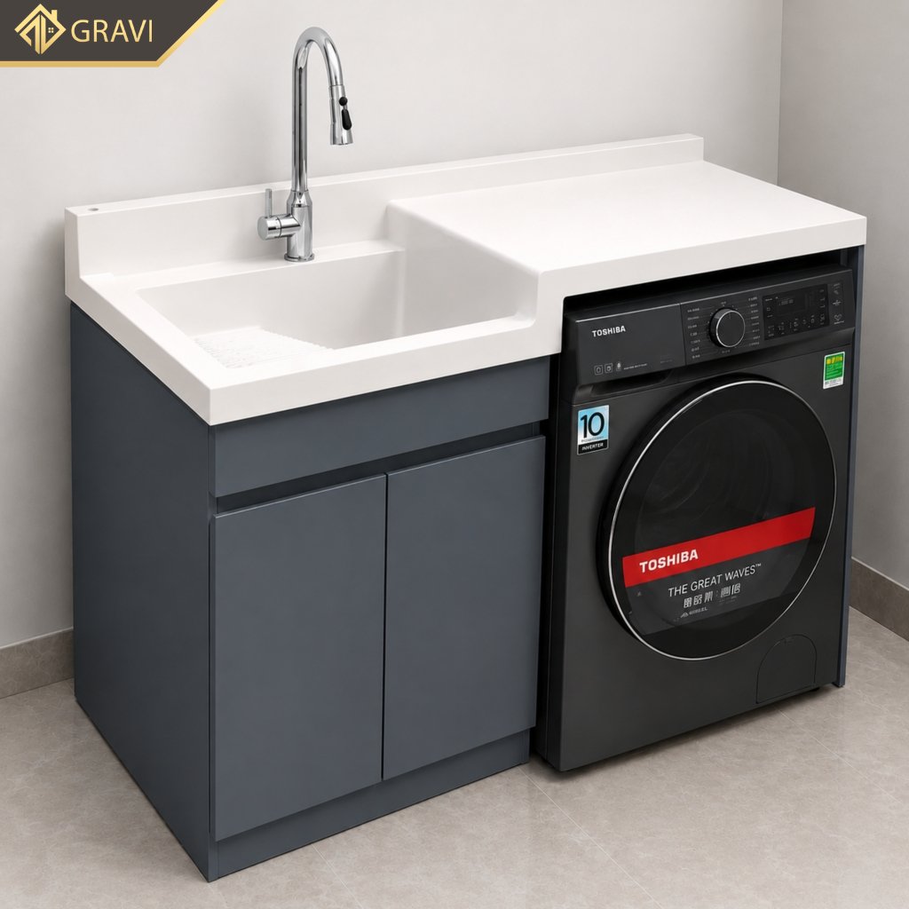 Tủ chậu máy giặt gravi TCMG130X