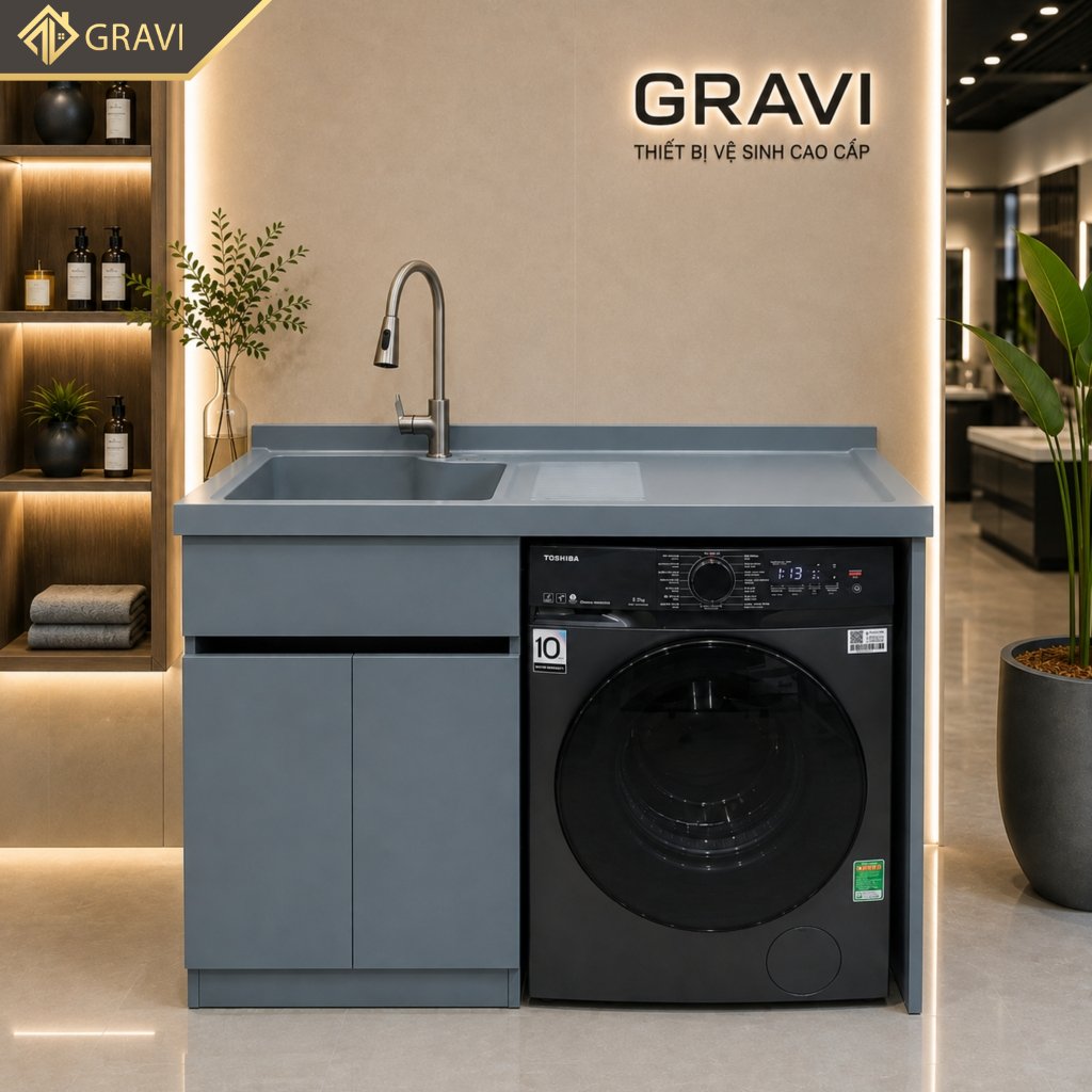 Tủ chậu máy giặt gravi TCMG120X