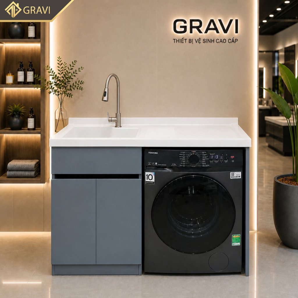 Tủ chậu máy giặt gravi TCMG120TX