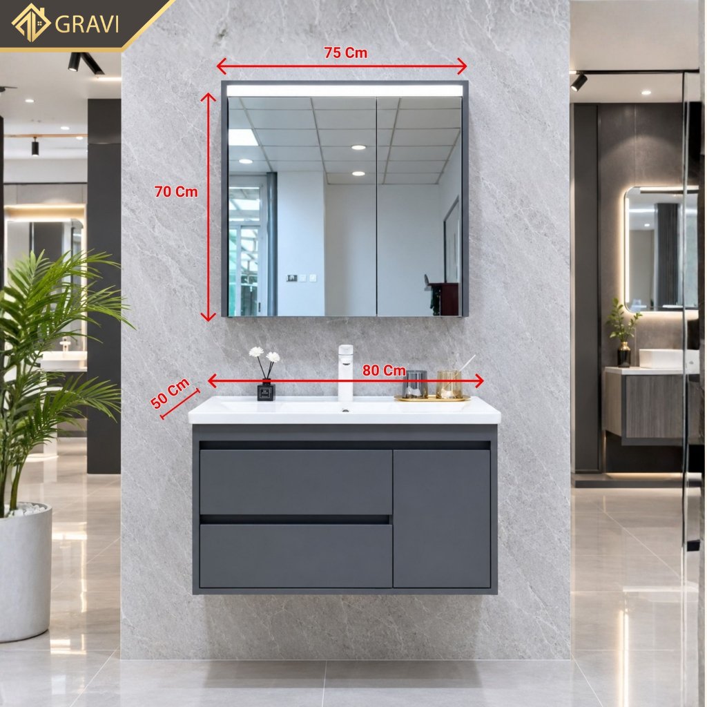 Tủ chậu lavabo cao cấp Gravi - 80GR-18X